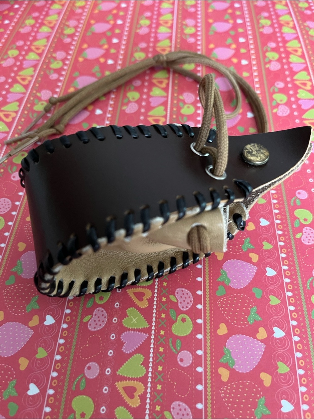 Two-Tone Genuine Leather Wristlet Pouch